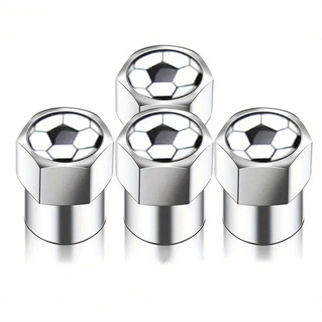 Universal Metal Tire Valve Caps Set of 4 with Rubber Seal Dust Protection