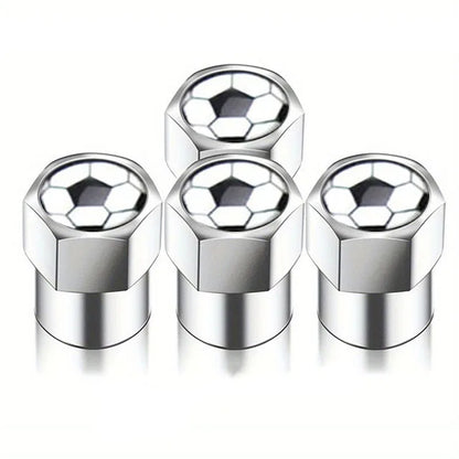 Universal Metal Tire Valve Caps Set of 4 with Rubber Seal Dust Protection