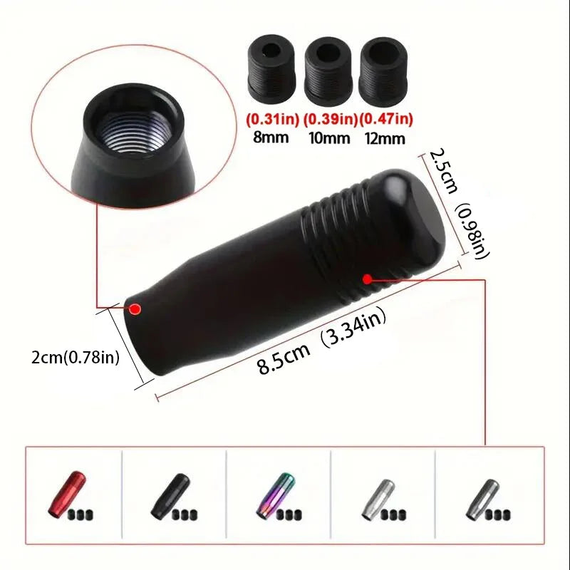 Universal Aluminum Gear Shift Knob for Manual Transmission Cars with 3 Size Adapters
