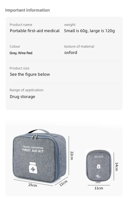 Portable Family First Aid Kit Travel and Home Medical Storage Bag