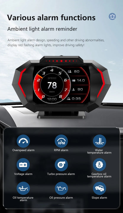 OBD + GPS P24 Car Head-Up Display (HUD) – Digital Speedometer with On-Board Computer