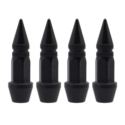 Bullet Style Tire Valve Caps Set of Four Universal Fit for Car Motorcycle and Bicycle