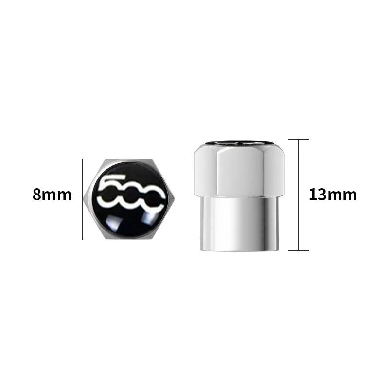 Universal Metal Tire Valve Caps Set of 4 with Rubber Seal Dust Protection