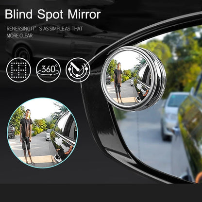 2PCS 360° Adjustable Blind Spot Round Mirrors – Wide Angle Auxiliary Rearview Convex Mirrors