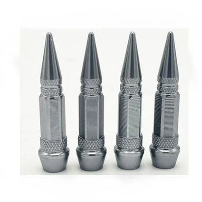 Bullet Style Tire Valve Caps Set of Four Universal Fit for Car Motorcycle and Bicycle