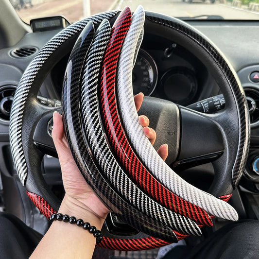 Glossy Carbon Fiber Style Steering Wheel Trim Cover for 15 Inch Wheels