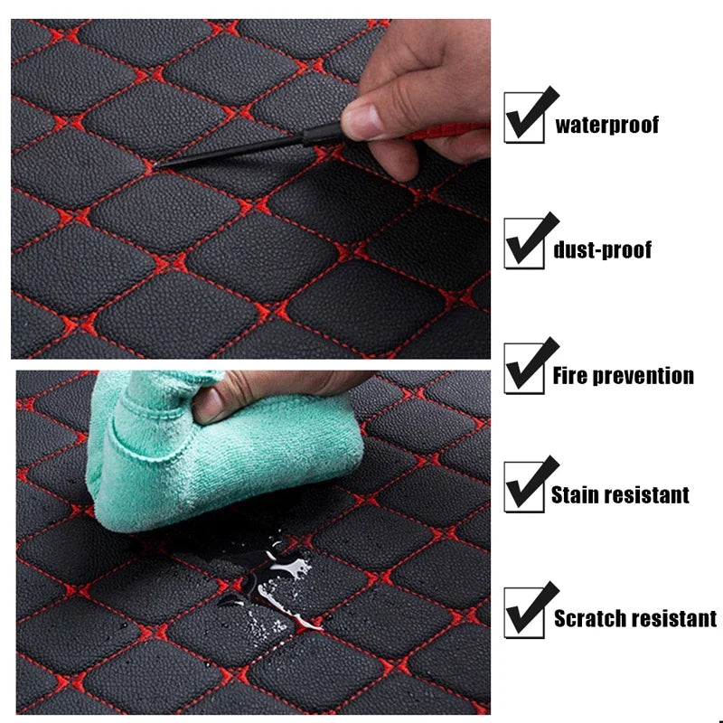 4PCS Universal PU Leather Car Floor Mats – Waterproof Front & Rear Foot Pad Protector Set
