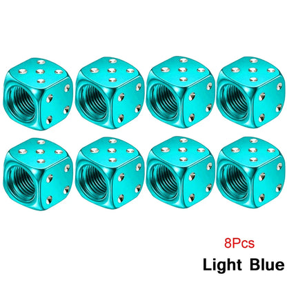 Aluminum Dice Tire Valve Cap Set for Car Motorcycle Bicycle or Truck