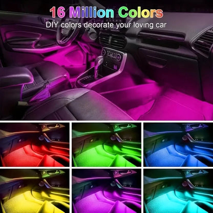 LED Ambient Car Door Light Kit with Music Sync and USB Rechargeable Battery