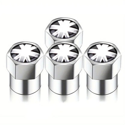 Universal Metal Tire Valve Caps Set of 4 with Rubber Seal Dust Protection