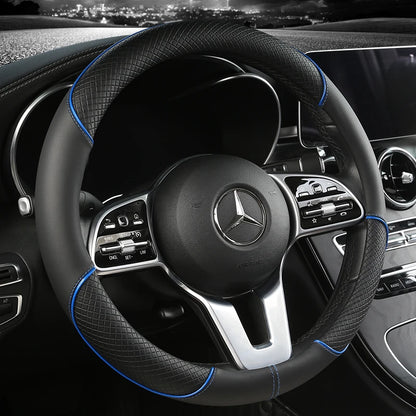 All Season Diamond Pattern Leather Steering Wheel Cover for 14.5 to 15 Inch Wheels