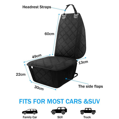 Waterproof Dog Car Seat Cover with Non-Slip Backing and Side Protection for Front or Rear Seats