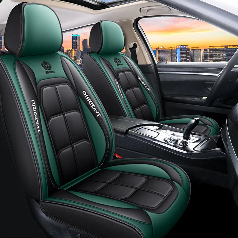 Universal Full Leather Car Seat Cover for Driver and Passenger Seats All Season Comfort