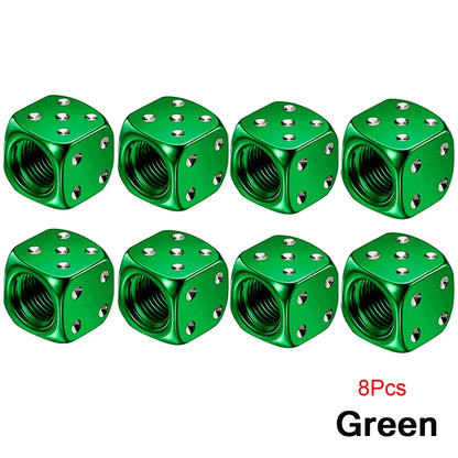 Aluminum Dice Tire Valve Cap Set for Car Motorcycle Bicycle or Truck