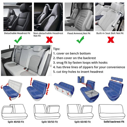 Universal Car Seat Cover Set with Embroidered Design for All Season Comfort