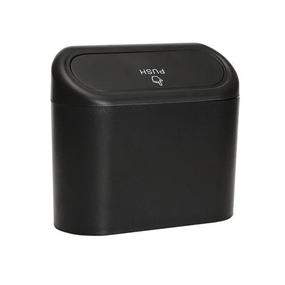 Compact Hanging Car Trash Bin with Lid Push to Open Design for Clean and Organized Interiors