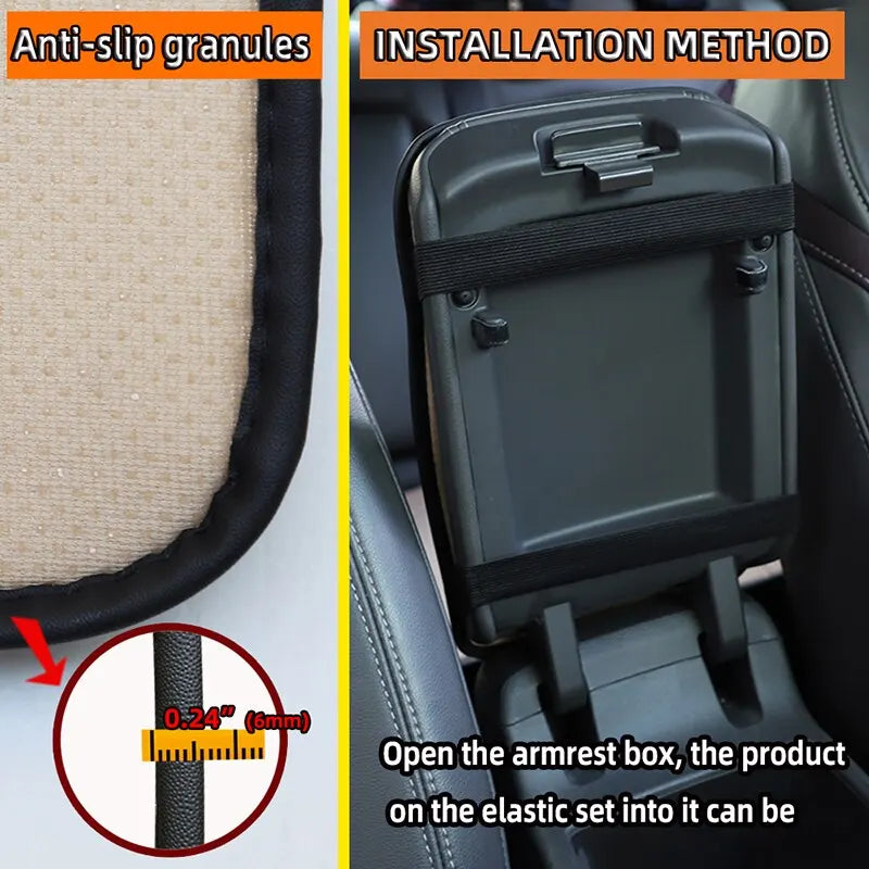 Universal PU Leather Car Armrest Cover Mat – Ethnic Style Waterproof Non-Slip Pad