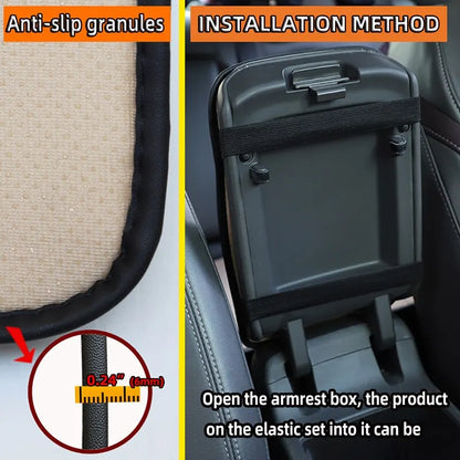 Universal PU Leather Car Armrest Cover Mat – Ethnic Style Waterproof Non-Slip Pad