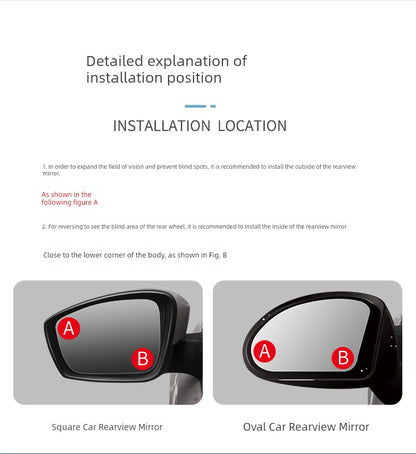 Rearview Round Blind Spot Mirror – 360° Wide Angle Car Reversing Assist