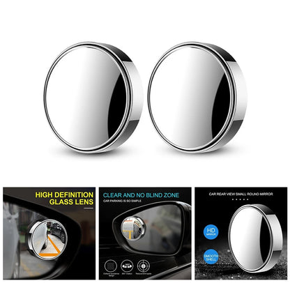 2PCS 360° Adjustable Blind Spot Round Mirrors – Wide Angle Auxiliary Rearview Convex Mirrors