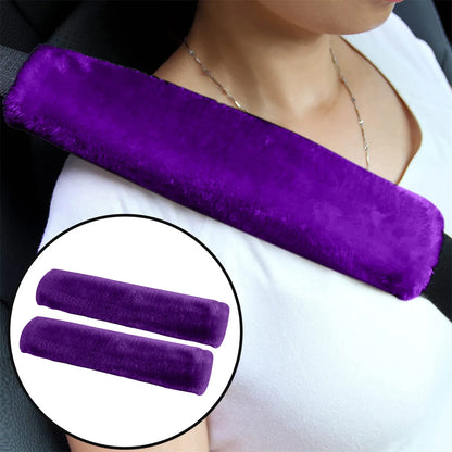 2PCS Soft Faux Sheepskin Car Seat Belt Covers – Shoulder Pads for All Cars