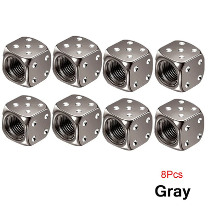 Aluminum Dice Tire Valve Cap Set for Car Motorcycle Bicycle or Truck