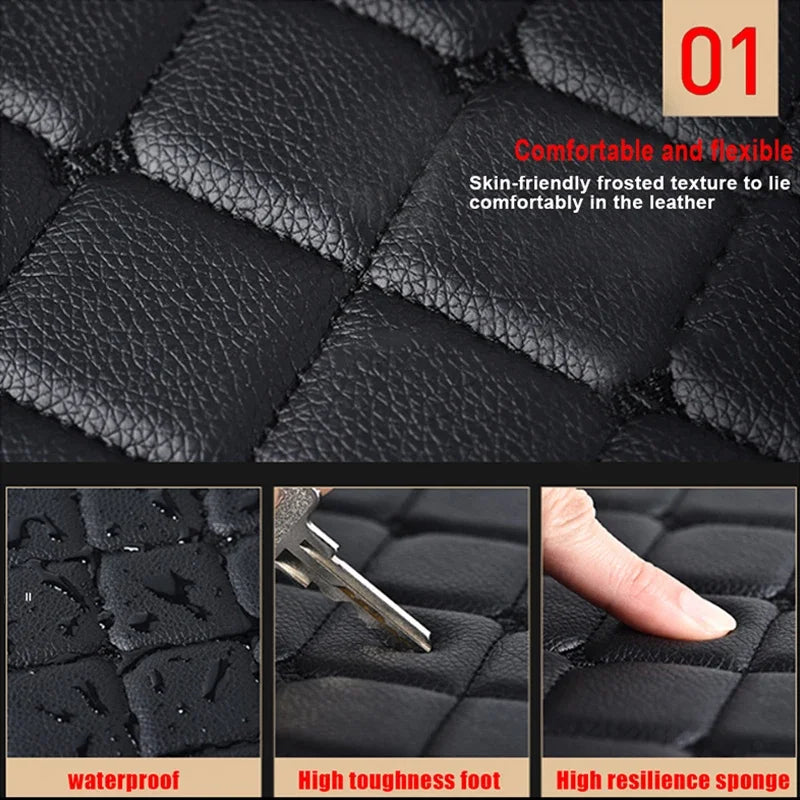 4PCS Universal PU Leather Car Floor Mats – Waterproof Front & Rear Foot Pad Protector Set