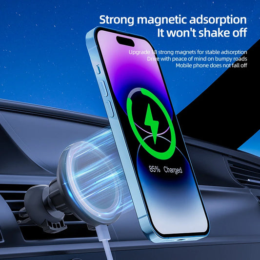 30W Magnetic Wireless Car Charger with Air Vent Mount for iPhone 12 13 14 and 15 Series