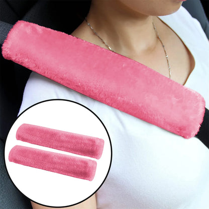 2PCS Soft Faux Sheepskin Car Seat Belt Covers – Shoulder Pads for All Cars