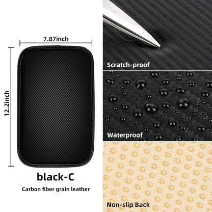Universal PU Leather Car Armrest Cover Mat – Non-Slip Central Armrest Box Pad (Black)
