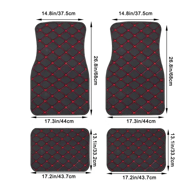 4PCS Universal PU Leather Car Floor Mats – Waterproof Front & Rear Foot Pad Protector Set