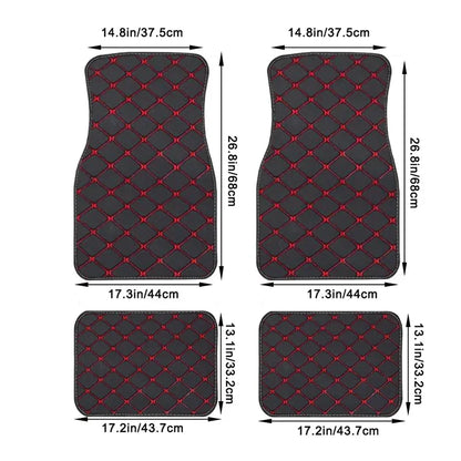 4PCS Universal PU Leather Car Floor Mats – Waterproof Front & Rear Foot Pad Protector Set