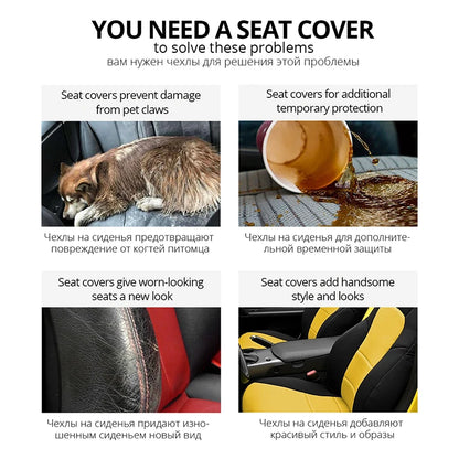 Universal Car Seat Cover Set with Embroidered Design for All Season Comfort