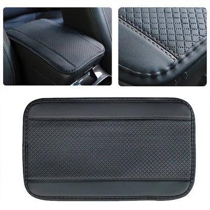 Universal PU Leather Car Armrest Cover Mat – Non-Slip Central Armrest Box Pad (Black)
