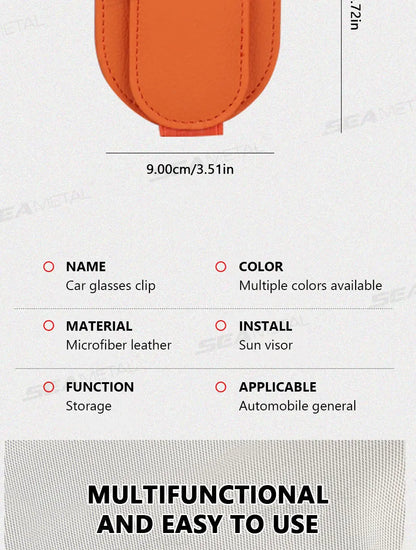 SEAMETAL Magnetic Car Sun Visor Glasses Holder – Luxury Leatherette Universal Sunglasses Hanger Clip