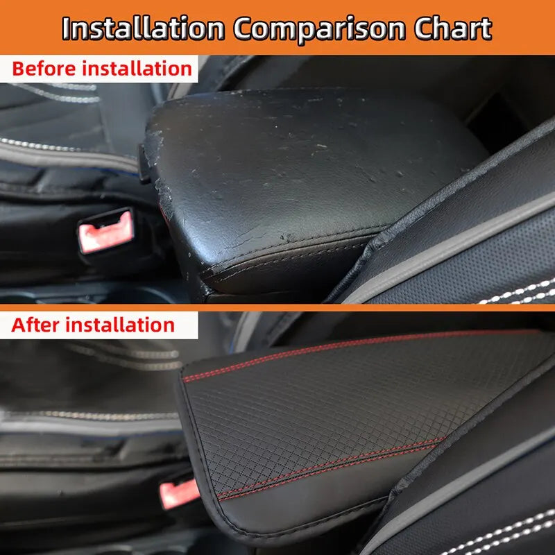 Universal PU Leather Car Armrest Cover Mat – Ethnic Style Waterproof Non-Slip Pad