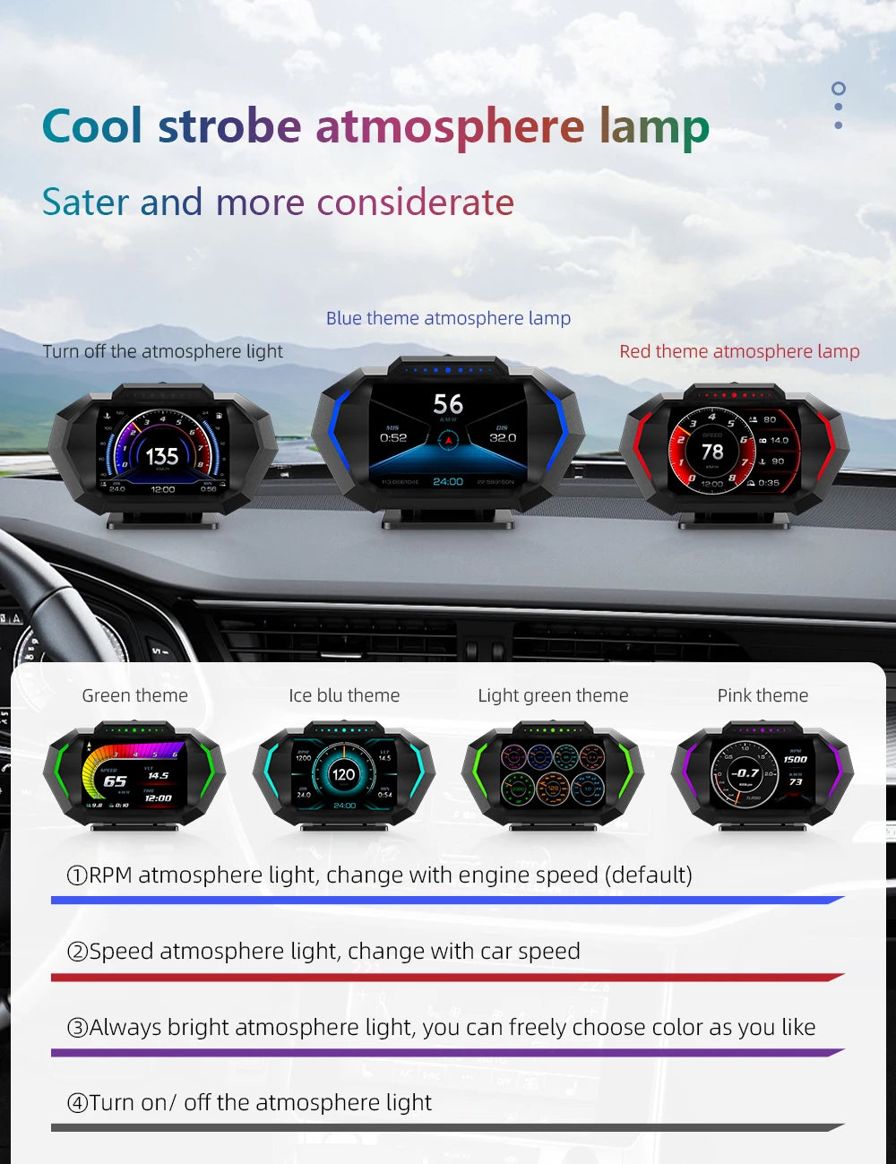 OBD + GPS P24 Car Head-Up Display (HUD) – Digital Speedometer with On-Board Computer