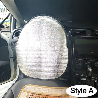 Double Thick Foldable Car Steering Wheel Sun Shade – Anti-UV Silver Cover