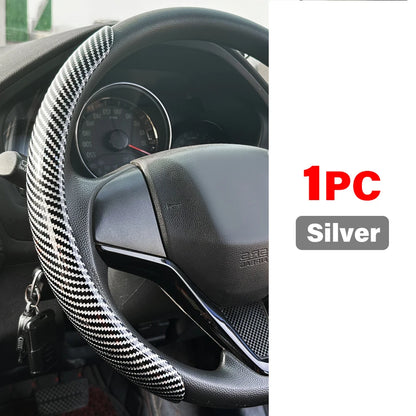 Glossy Carbon Fiber Style Steering Wheel Trim Cover for 15 Inch Wheels