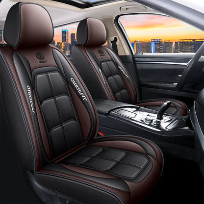 Universal Full Leather Car Seat Cover for Driver and Passenger Seats All Season Comfort