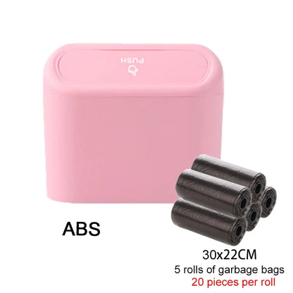 Compact Hanging Car Trash Bin with Lid Push to Open Design for Clean and Organized Interiors