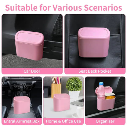 Compact Hanging Car Trash Bin with Lid Push to Open Design for Clean and Organized Interiors