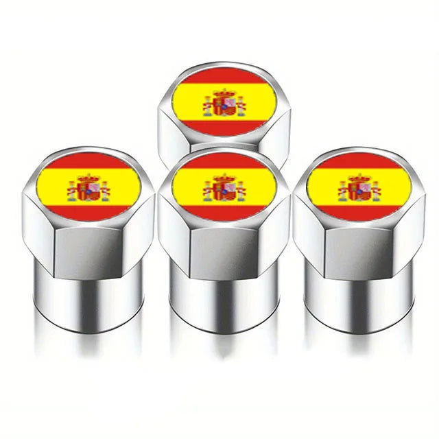 Universal Metal Tire Valve Caps Set of 4 with Rubber Seal Dust Protection