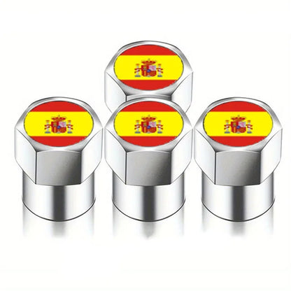 Universal Metal Tire Valve Caps Set of 4 with Rubber Seal Dust Protection