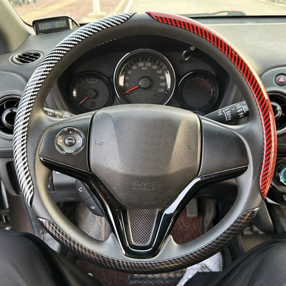 Glossy Carbon Fiber Style Steering Wheel Trim Cover for 15 Inch Wheels
