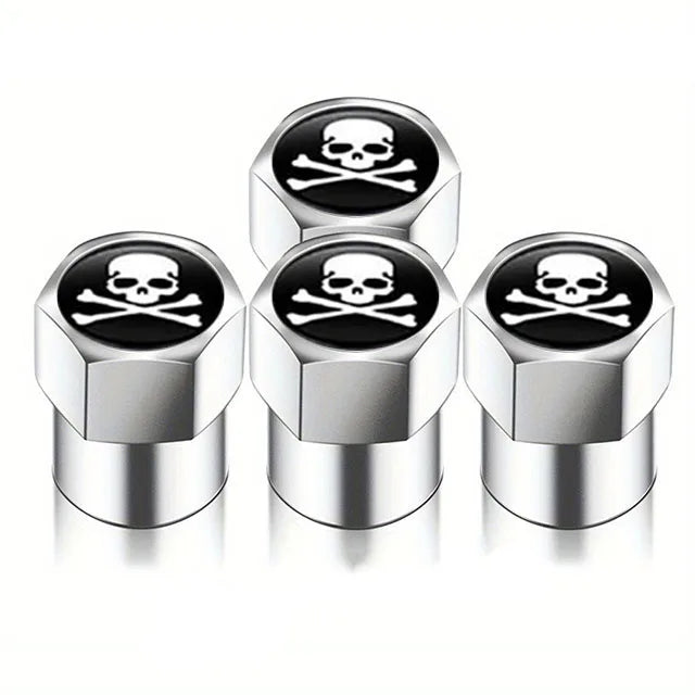 Universal Metal Tire Valve Caps Set of 4 with Rubber Seal Dust Protection