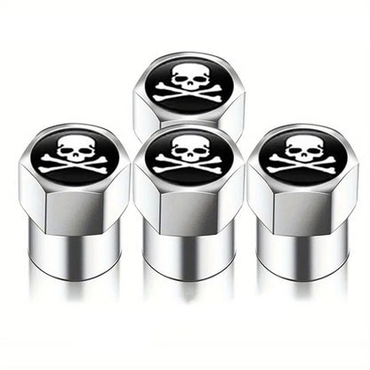 Universal Metal Tire Valve Caps Set of 4 with Rubber Seal Dust Protection