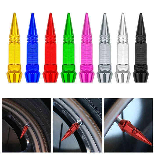 Bullet Style Tire Valve Caps Set of Four Universal Fit for Car Motorcycle and Bicycle