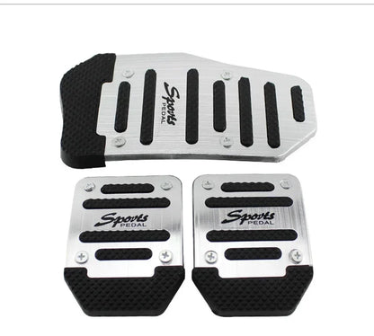 Universal Aluminum Manual Car Pedal Covers Set of 3 Non Slip Sport Style in Red Blue or Silver