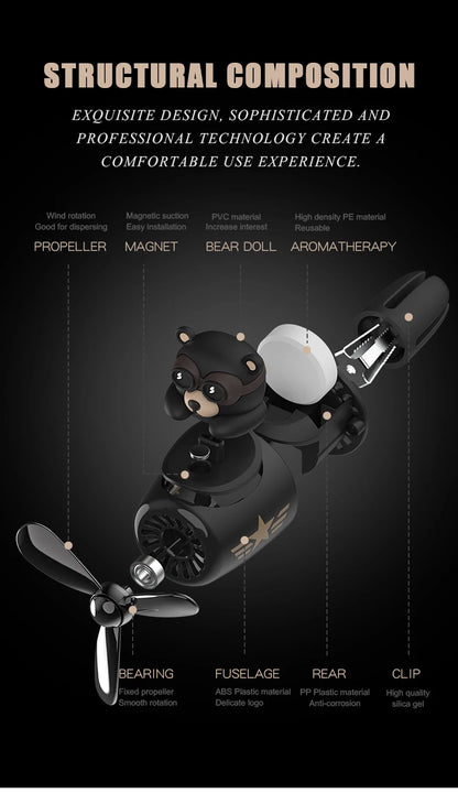 Bear Pilot Car Air Freshener Vent Clip